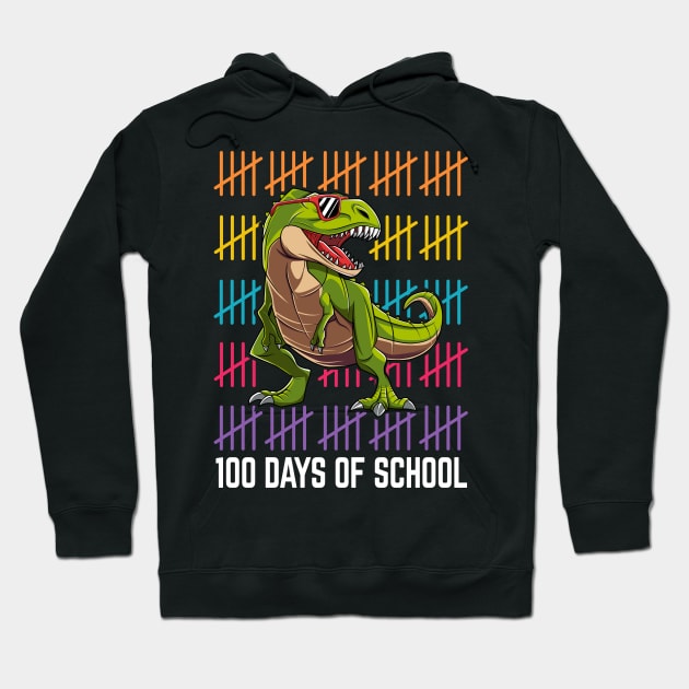 Dinosaur T Rex Happy 100 Days Of School Students Teacher Hoodie by HCMGift